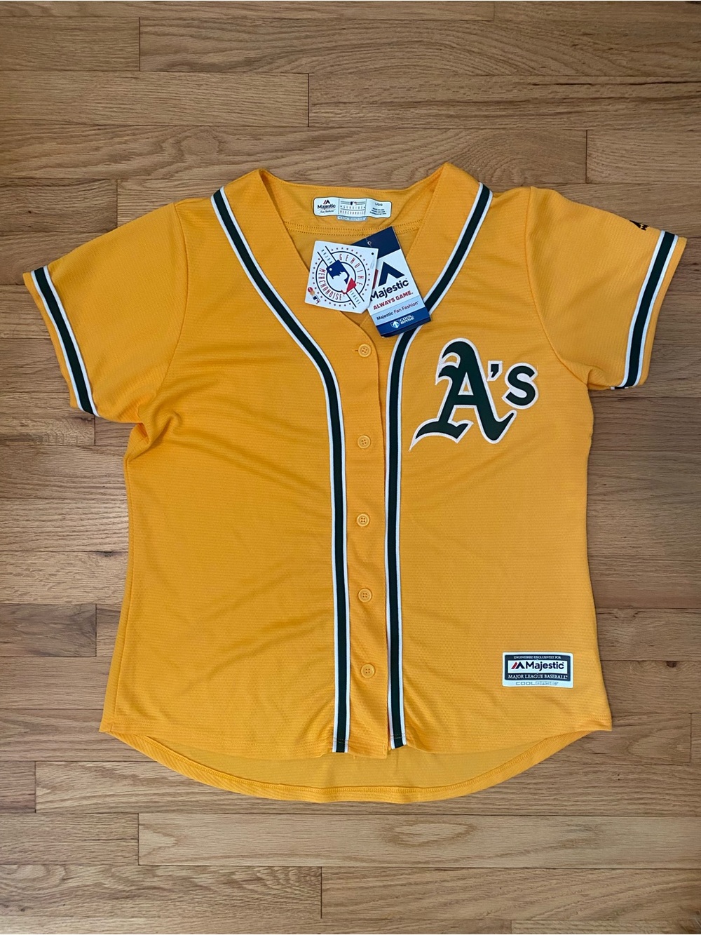 NWT Majestic Oakland Sacramento A’s Athletics MLB Jersey Women's L Made in USA